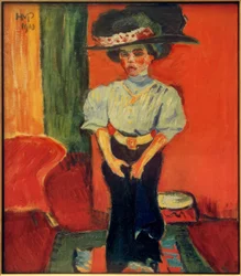 Jeune femme au chapeau à plumes