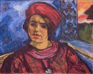 Jeune femme au turban rouge