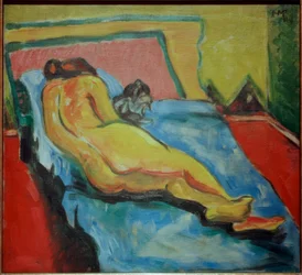 Nu couché avec chat
