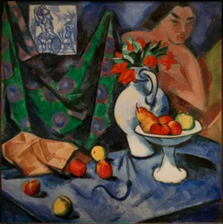Nature morte avec nu, carreaux et fruits