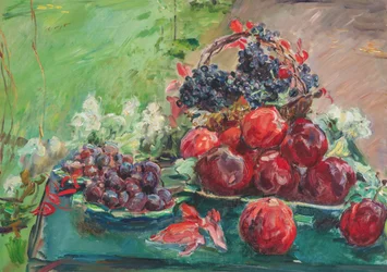 French : Nature morte aux pommes, raisins et pruneaux