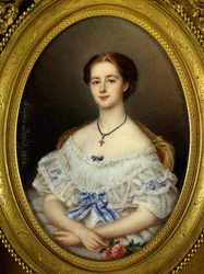 Portrait de femme au ruban bleu Peinture de Maxime David (19ème siècle) 1858 Paris, Arts décoratifs