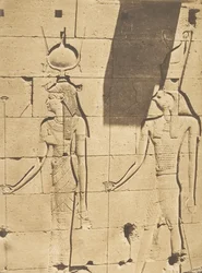Isis et Horus-Arsiési - Bas-relief du Temple de Kalabcheh Talmis, 8 avril 1850