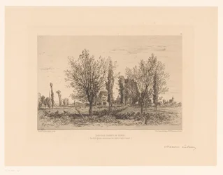 Paysage avec prairie et vue sur une ville
