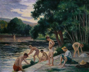 Baigneurs sur les rives de la Cure