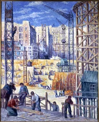 Chantier à Paris, quai de Passy, 1907