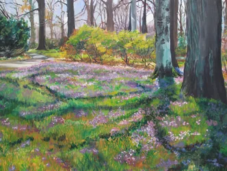 Allée du parc des fleurs printanières