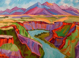 Un paysage de canyon aux couleurs vives