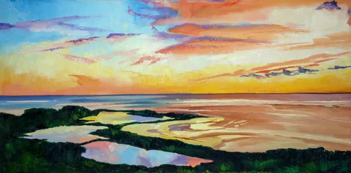 Un coucher de soleil éclatant sur la côte