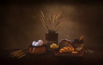 Nature morte de récolte dorée