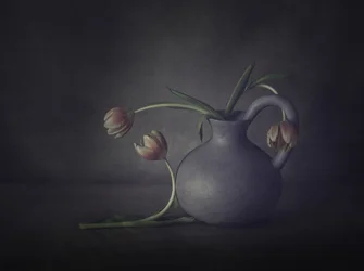 Nature morte mélancolique aux tulipes