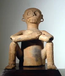 Art de la Côte du Golfe (Maya). Terre blanche, état de Vera Cruz, Mexique. Dieu de la pluie en terre cuite
