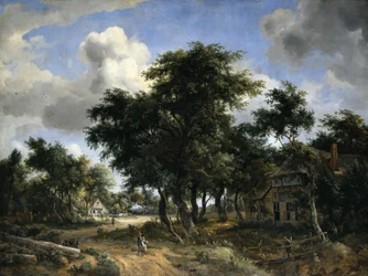 Chemin de village sous les arbres