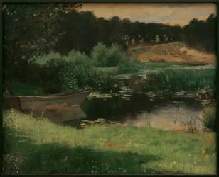 Lac bordé de roseaux dans le Brandebourg