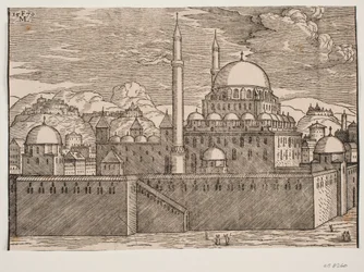 Image idéalisée de la mosquée Bayazidiye, vue du sud-est