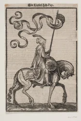 Porte-étendard monté, profil vers la droite; l