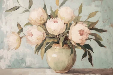 Nature morte aux pivoines roses
