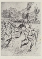Les combats en Rhodésie, le prince Alexandre de Teck apportant des renforts aux troupes impériales lors du siège de la forteresse de Wedza