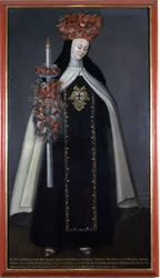 Sœur Maria Barbara de Saint Joseph couronnée de fleurs, Couvent des Carmélites, Puebla, Mexique