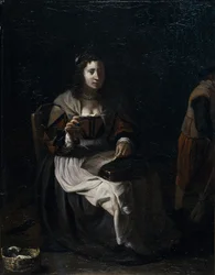 Une femme cousant