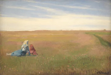 Deux filles dans un champ. Un jour d