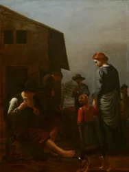 Famille de paysans avec un homme enlevant des puces de lui-même, 1656-60