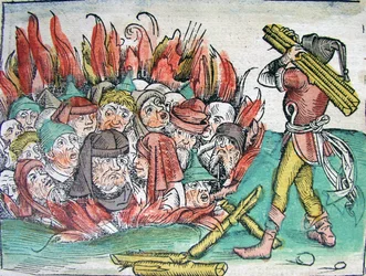 Brûlage des Juifs à Deggendorf en 1338 du Schedels Chronicle of the World, 1493