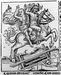 Le Diable et une Sorcière allant au Sabbat par Hartmann Schedel, Liber chronicarum Nuremberg 1493