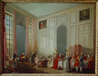 Thé dans le salon du prince de Conti au Palais du Temple (peinture sur toile)