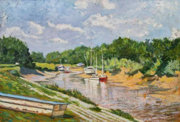 Le Port de Saint Christoly Medoc, 2003 (huile sur carton)