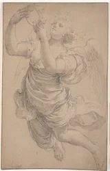 Ange volant avec une couronne entre les mains