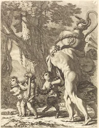 Bacchanale avec figures portant un vase