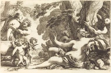 Bacchante assise avec enfants