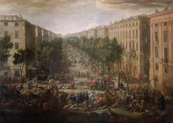 Vue du cours Belsunce, Marseille, pendant la peste de 1720, 1721