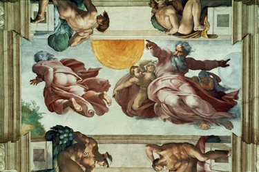 La chapelle Sixtine ; fresques du plafond après restauration (fresque)