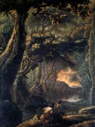 Chasse à la foulque, par Michelangelo Cerquozzi dit Michelangelo delle Battaglie (1602-1660), huile sur toile, 67x51 cm