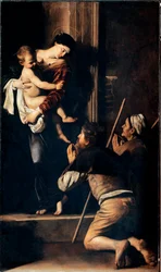 Madonna dei pellegrini aussi connue sous le nom de Madonna di Loreto. Peinture de Michelangelo Merisi dit Il Caravaggio (Le Caravage) (1571-1610) 1603-1605