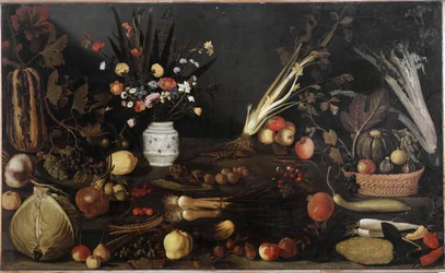 Nature morte avec fleurs et fruits