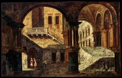 Cour avec un Escalier, années 1730