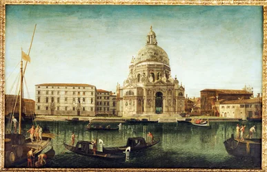 Santa Maria della Salute, Venise, avec gondoles sur le Grand Canal