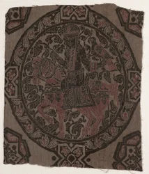 Fragment avec roi fauconnier équestre, Iran ou Irak, période abbasside