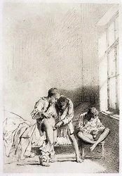 Écoliers se masturbant, planche 24 de « Liebe » (« Amour »), publié en 1901 à Leipzig