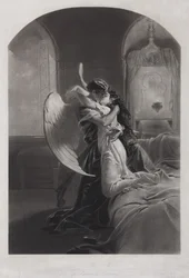 Tamara et le démon. Illustration du poème Le Démon de Mikhaïl Lermontov, vers 1880