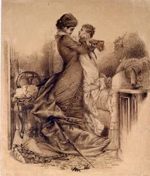 Anna Karénine avec son fils - Illustration pour le roman "Anna Karénine" de Léon Tolstoï