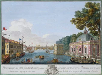 Vue de la rivière Fontanka depuis la grotte, Saint-Pétersbourg, Russie