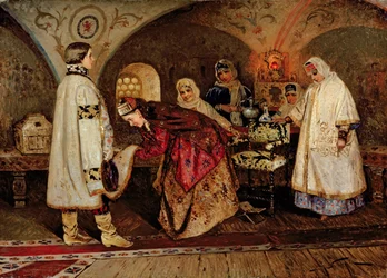 Le Tsar Alexis Mikhaïlovitch (1629-76) rencontrant sa fiancée, Maria Miloslavsky, 1887