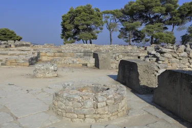 Site archéologique minoen de Phaistos. Partie du complexe nord-est. Complexe de quatre pièces adjacentes à l
