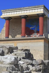 Site archéologique minoen de Knossos, entrée nord, hall du pilier nord