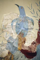 Art minoen. Détail de la fresque « Oiseau bleu » ou « L