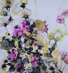 Fleurs abstraites en or rose